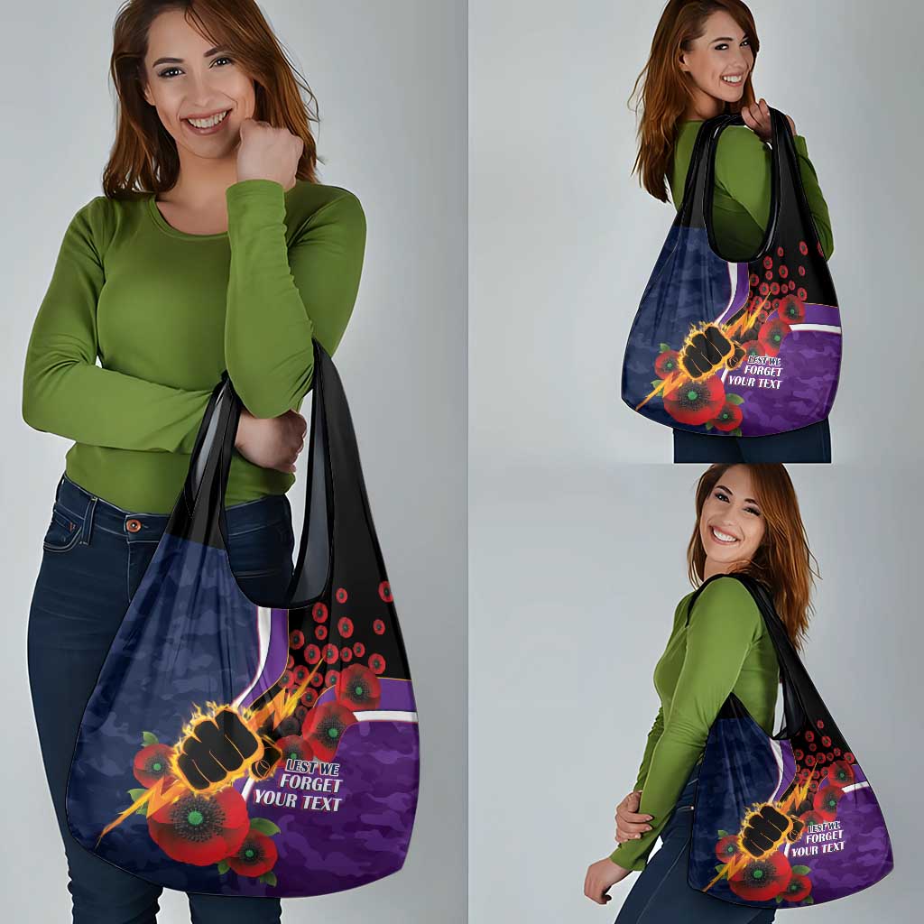 Melbourne Storm ANZAC Personalised Grocery Bag Lest We Forget Poppy Camo