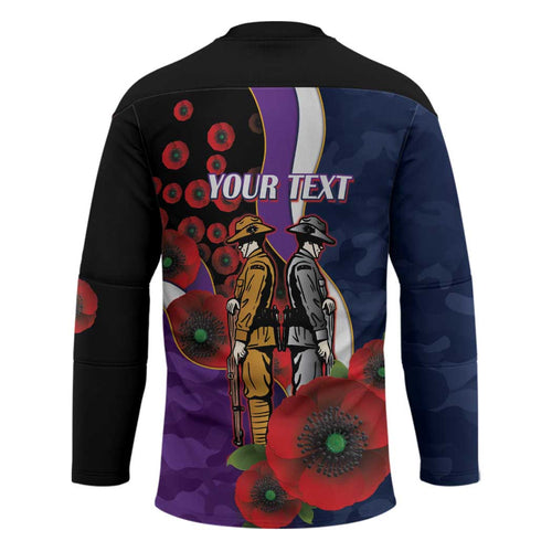 Melbourne Storm ANZAC Personalised Hockey Jersey Lest We Forget Poppy Camo