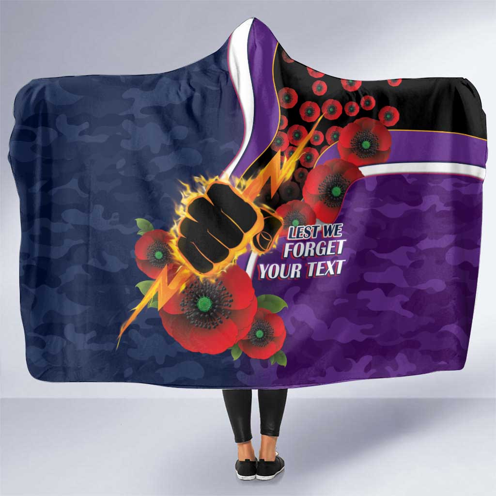 Melbourne Storm ANZAC Personalised Hooded Blanket Lest We Forget Poppy Camo