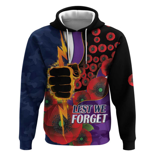 Melbourne Storm ANZAC Personalised Hoodie Lest We Forget Poppy Camo