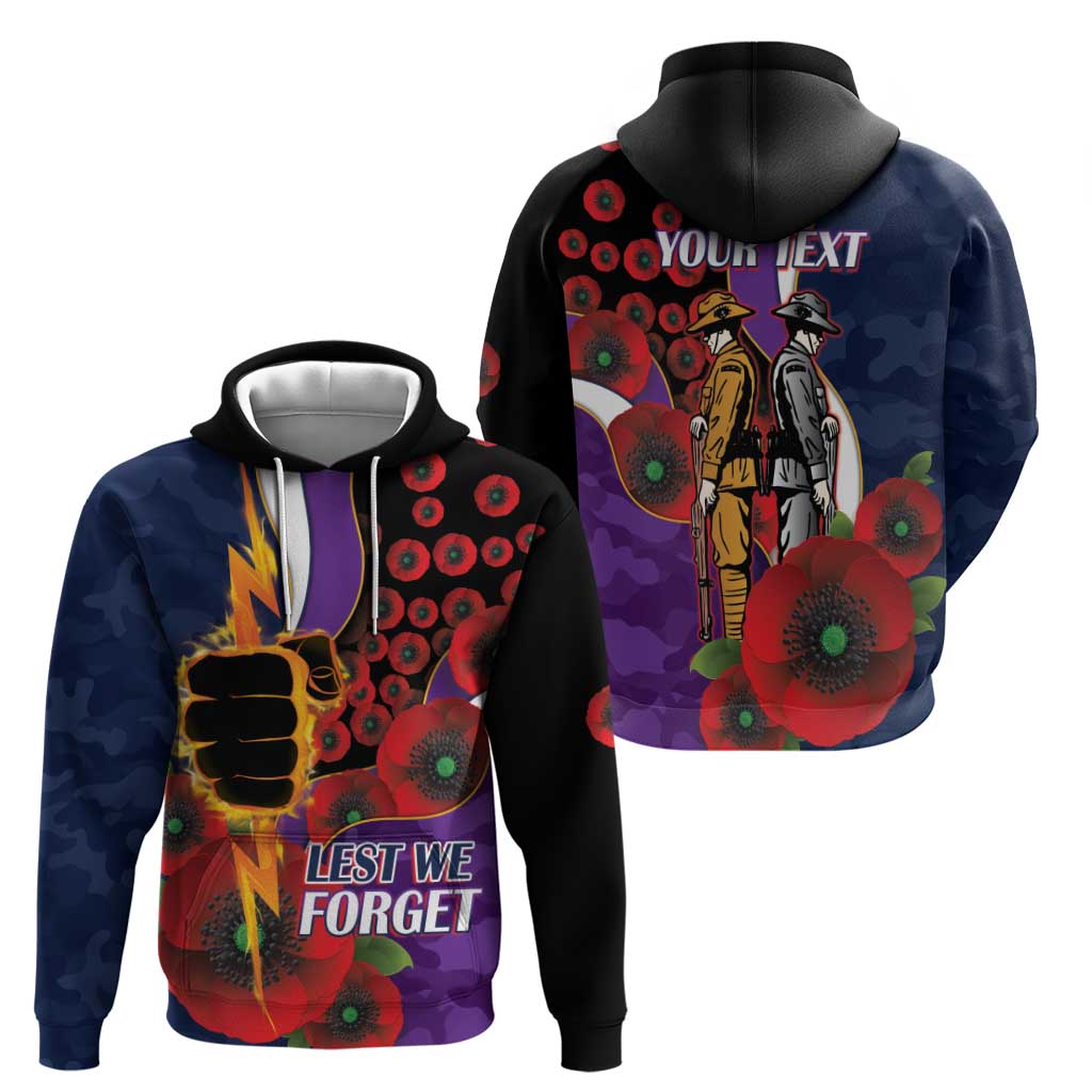 Melbourne Storm ANZAC Personalised Hoodie Lest We Forget Poppy Camo
