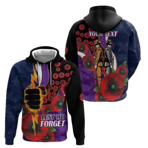 Melbourne Storm ANZAC Personalised Hoodie Lest We Forget Poppy Camo