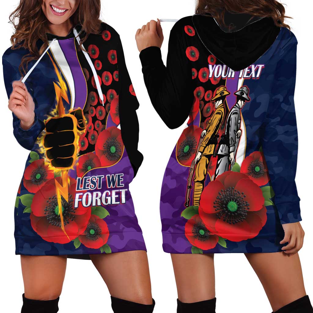 Melbourne Storm ANZAC Personalised Hoodie Dress Lest We Forget Poppy Camo