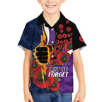 Melbourne Storm ANZAC Personalised Kid Hawaiian Shirt Lest We Forget Poppy Camo