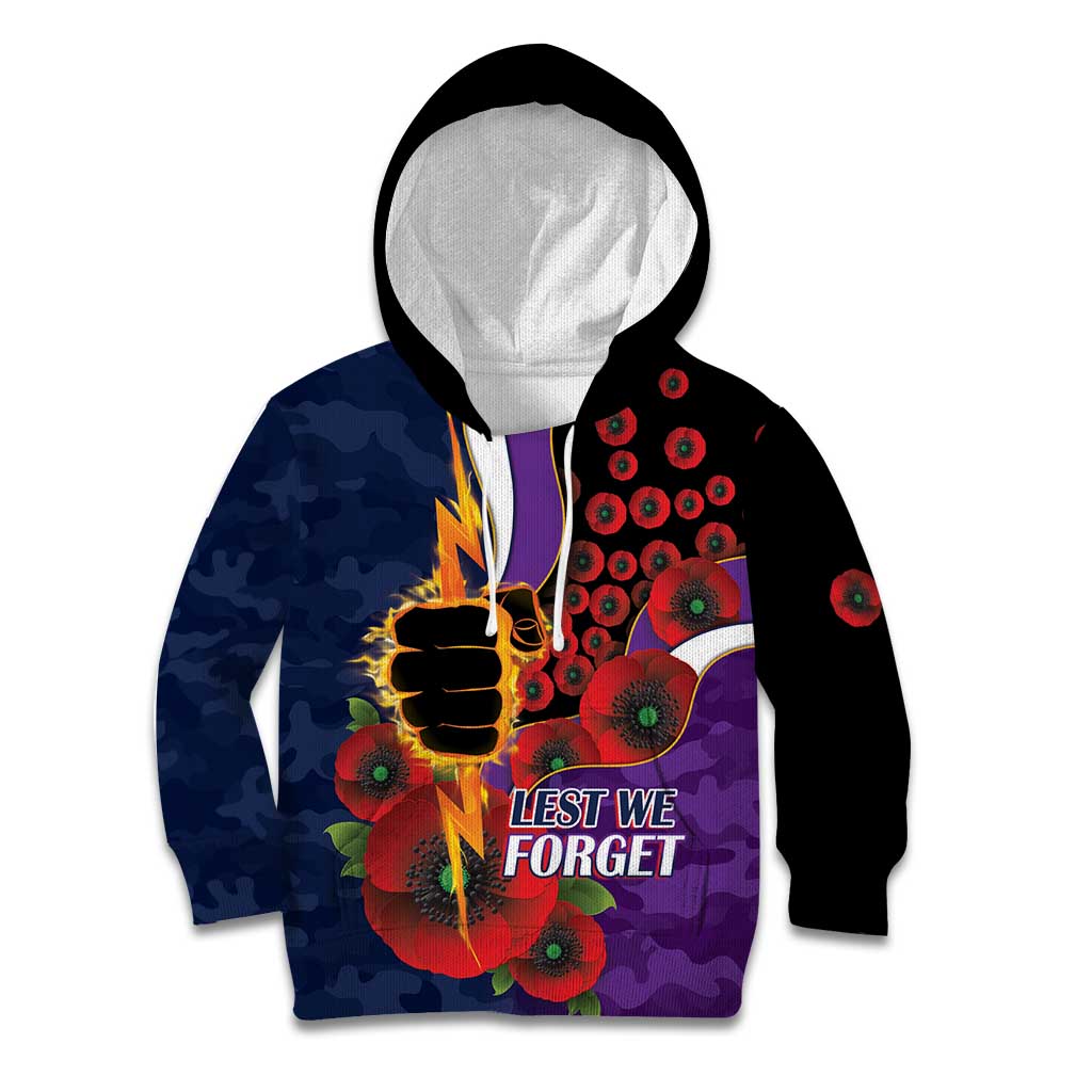 Melbourne Storm ANZAC Personalised Kid Hoodie Lest We Forget Poppy Camo