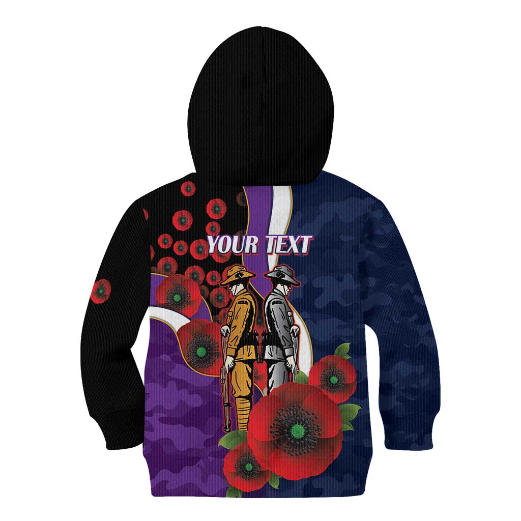 Melbourne Storm ANZAC Personalised Kid Hoodie Lest We Forget Poppy Camo