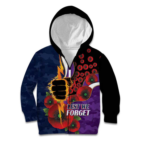 Melbourne Storm ANZAC Personalised Kid Hoodie Lest We Forget Poppy Camo