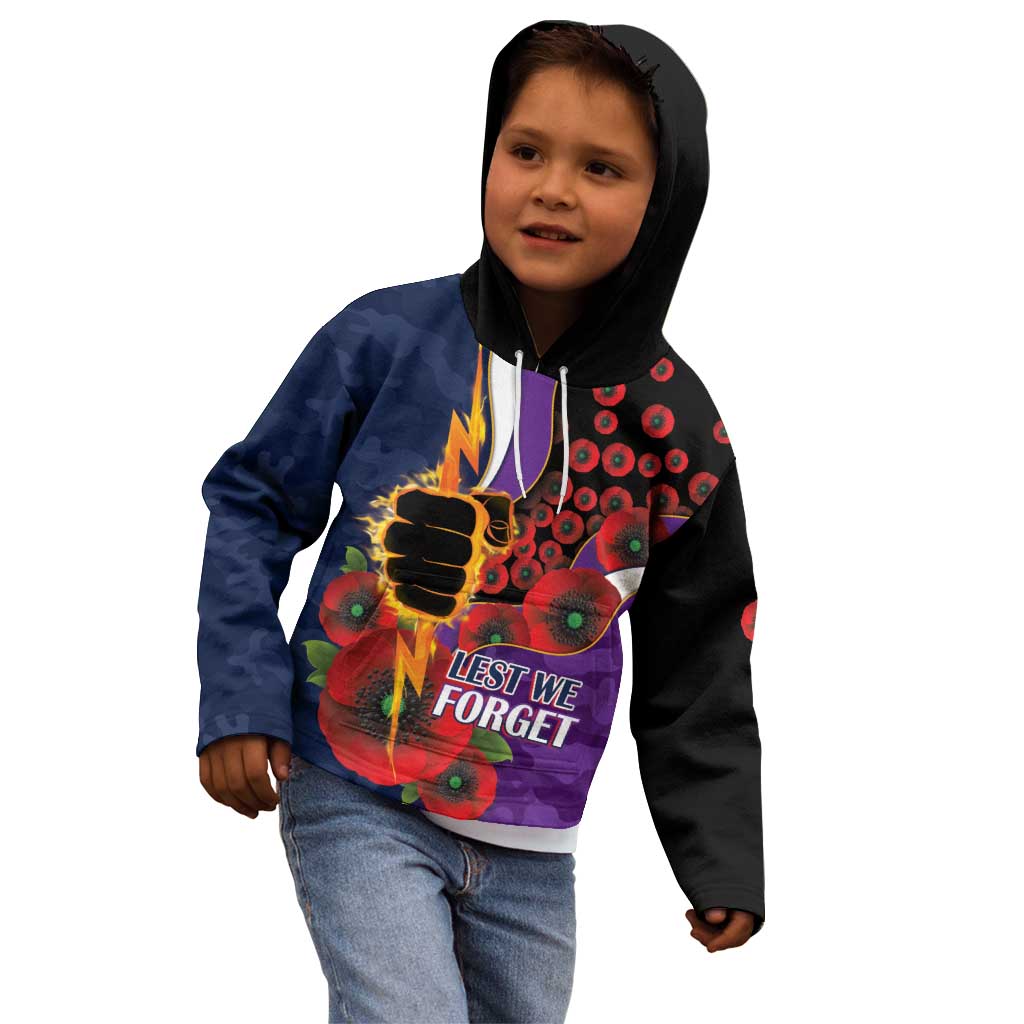 Melbourne Storm ANZAC Personalised Kid Hoodie Lest We Forget Poppy Camo