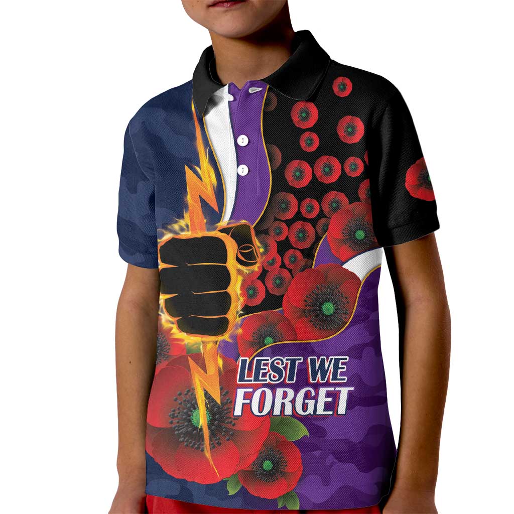 Melbourne Storm ANZAC Personalised Kid Polo Shirt Lest We Forget Poppy Camo