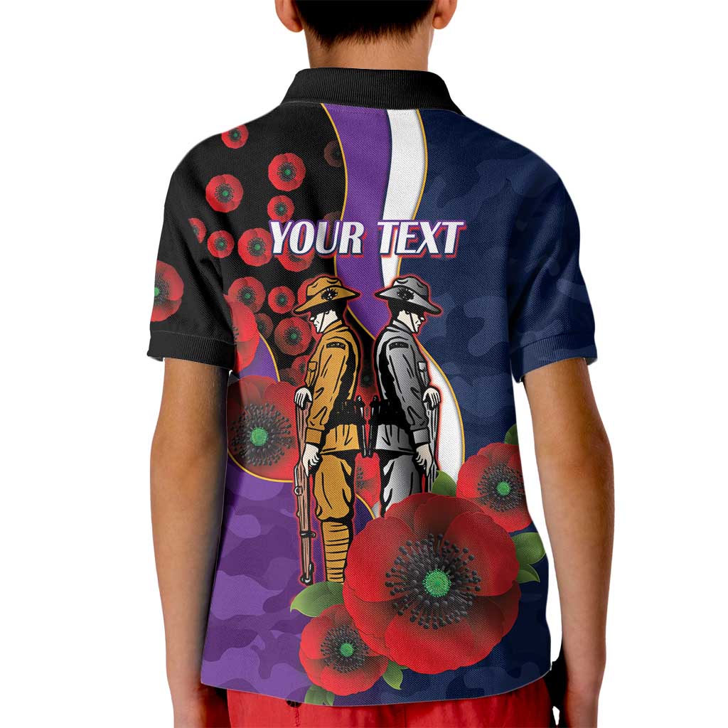 Melbourne Storm ANZAC Personalised Kid Polo Shirt Lest We Forget Poppy Camo