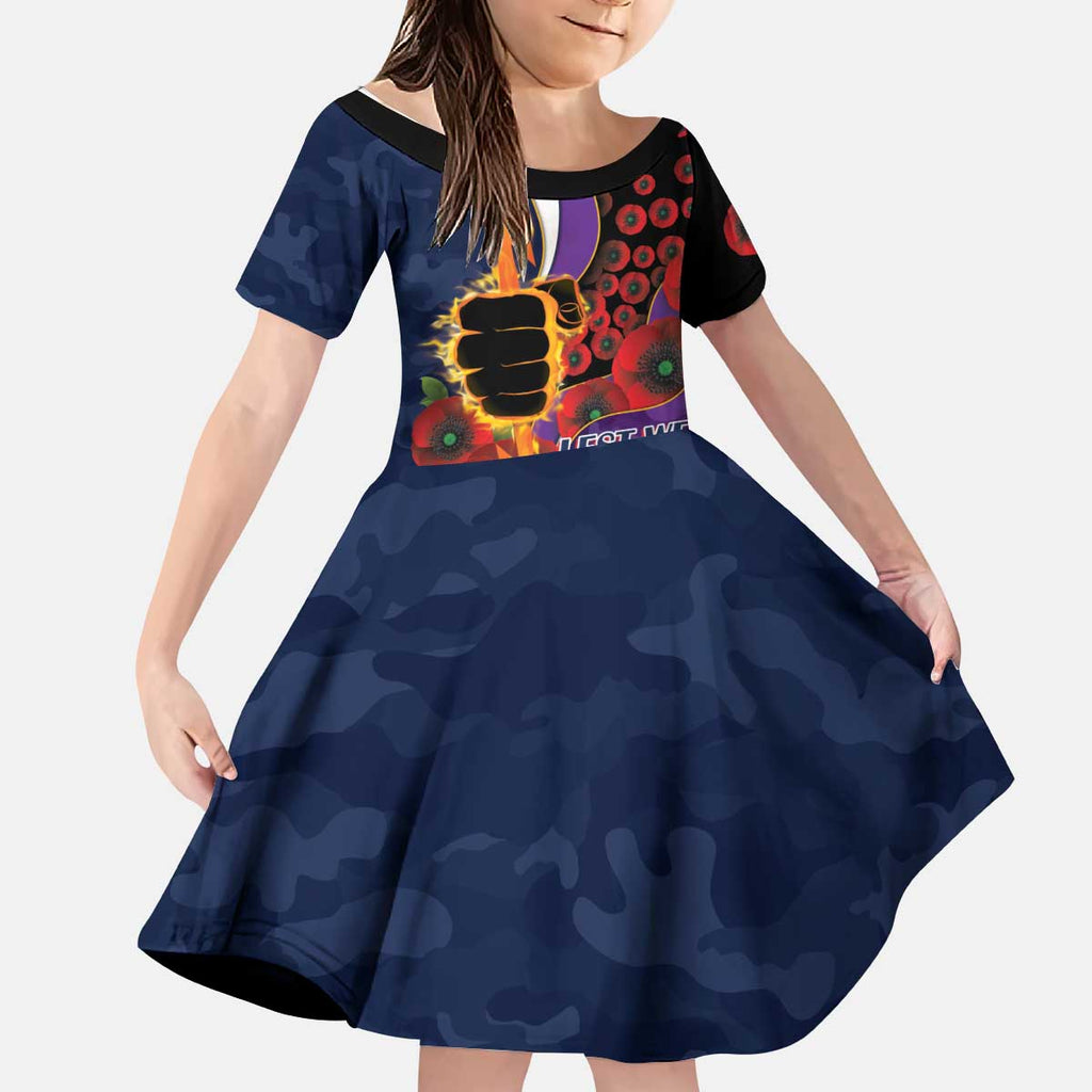 Melbourne Storm ANZAC Personalised Kid Short Sleeve Dress Lest We Forget Poppy Camo