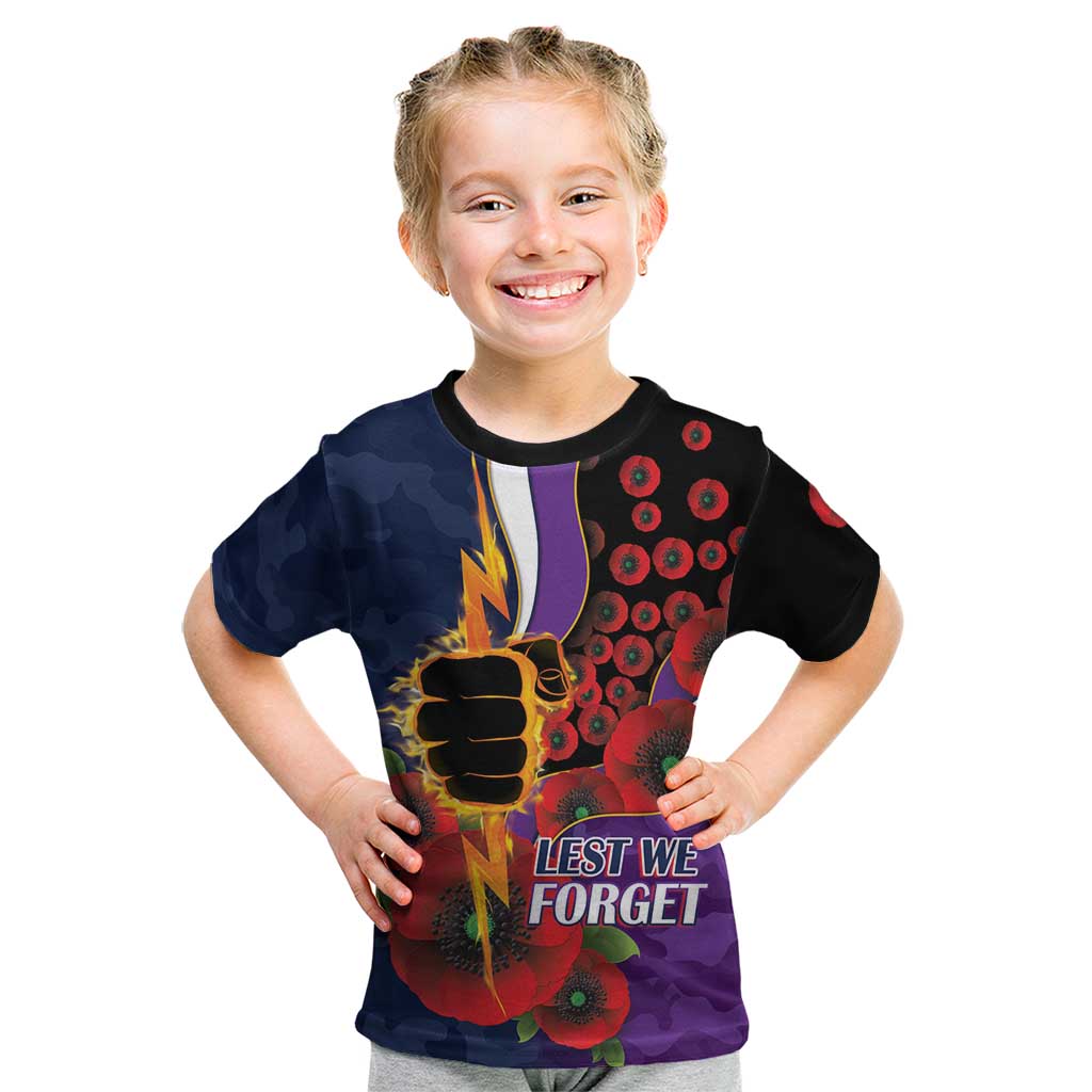 Melbourne Storm ANZAC Personalised Kid T Shirt Lest We Forget Poppy Camo