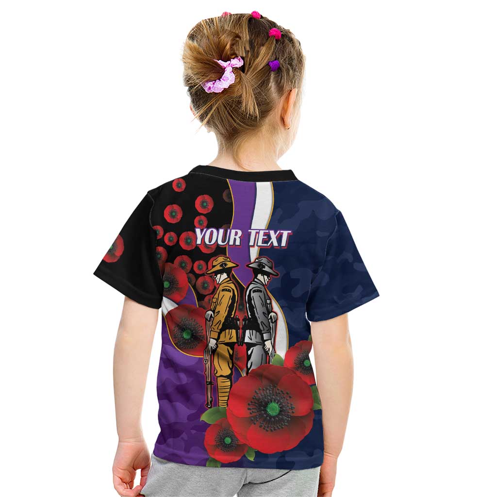 Melbourne Storm ANZAC Personalised Kid T Shirt Lest We Forget Poppy Camo