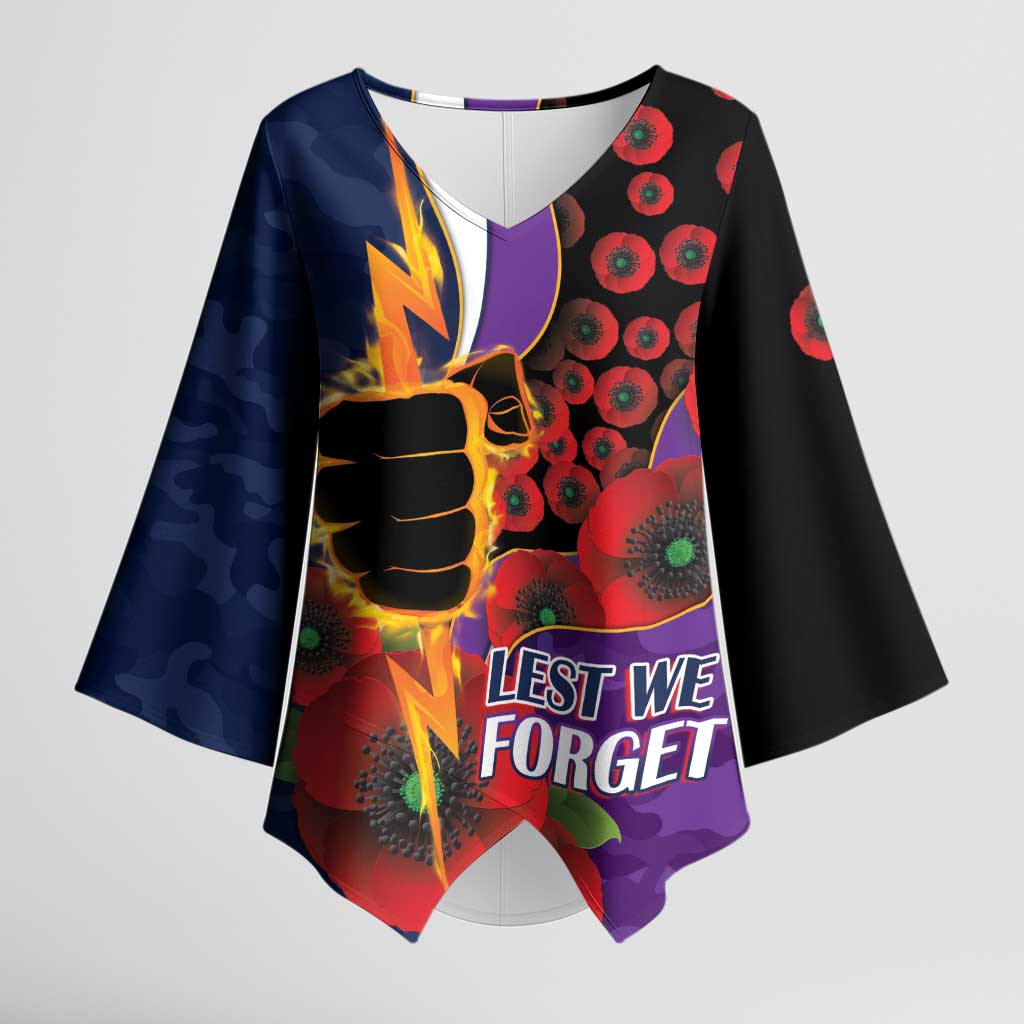 Melbourne Storm ANZAC Personalised Kimono Sleeve Blouse Lest We Forget Poppy Camo