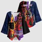 Melbourne Storm ANZAC Personalised Kimono Sleeve Blouse Lest We Forget Poppy Camo
