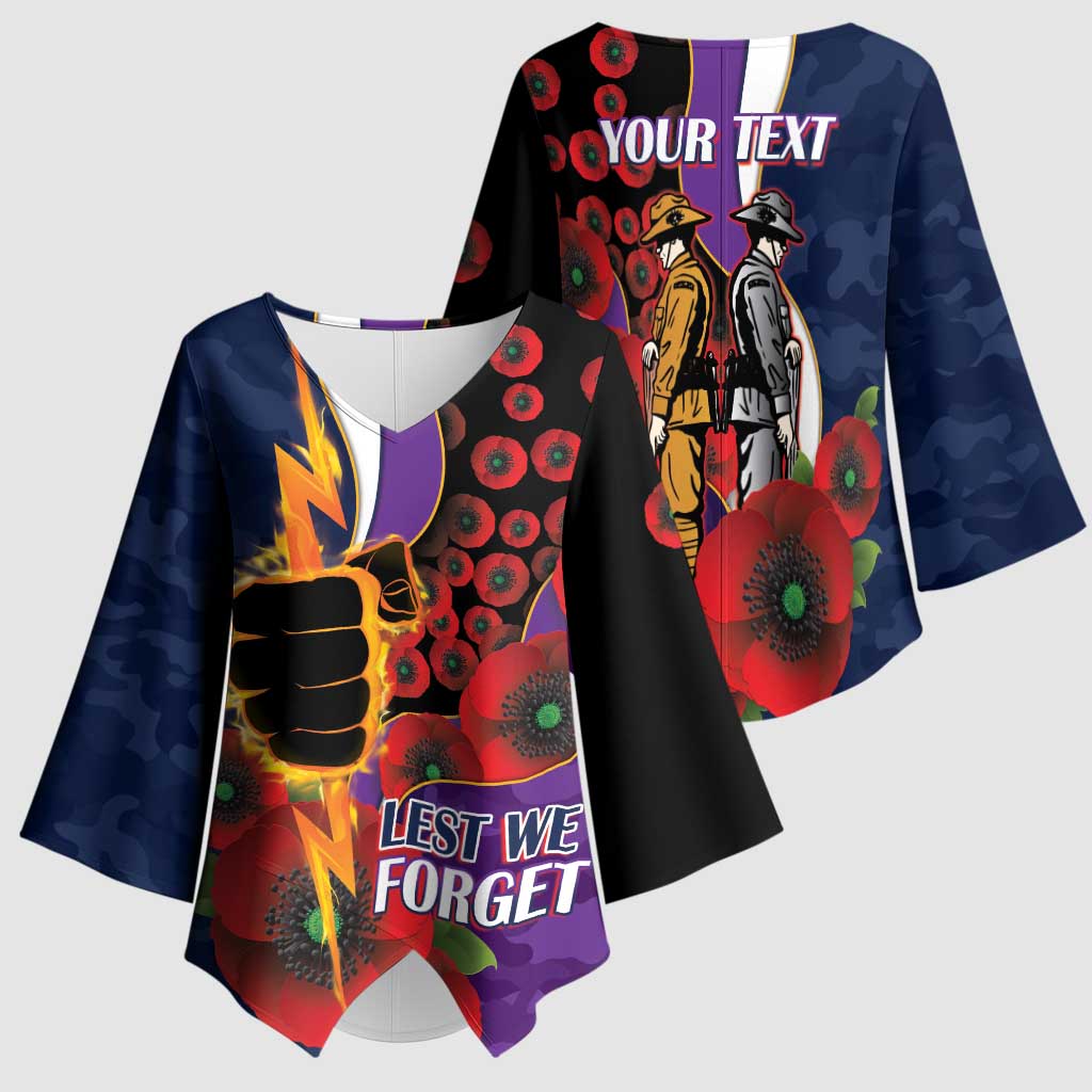 Melbourne Storm ANZAC Personalised Kimono Sleeve Blouse Lest We Forget Poppy Camo
