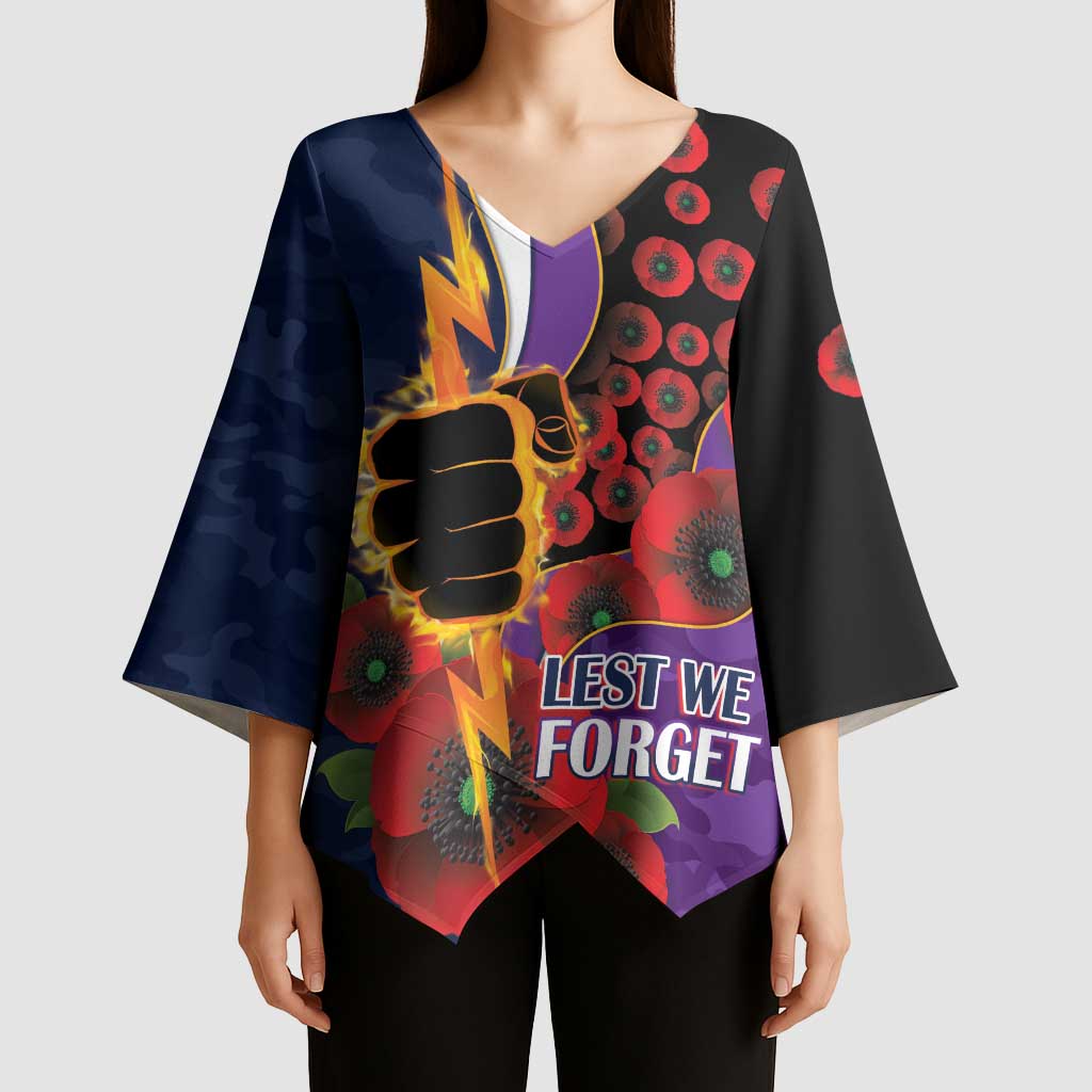 Melbourne Storm ANZAC Personalised Kimono Sleeve Blouse Lest We Forget Poppy Camo