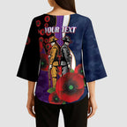 Melbourne Storm ANZAC Personalised Kimono Sleeve Blouse Lest We Forget Poppy Camo