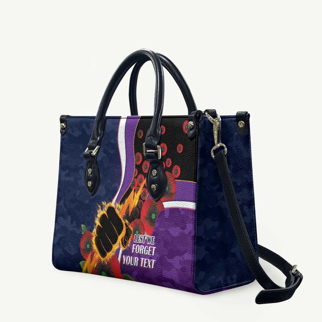 Melbourne Storm ANZAC Personalised Leather Bag Lest We Forget Poppy Camo