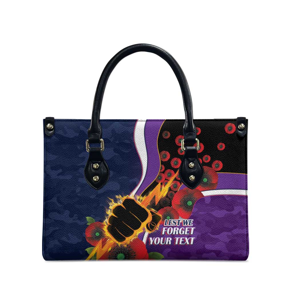 Melbourne Storm ANZAC Personalised Leather Bag Lest We Forget Poppy Camo