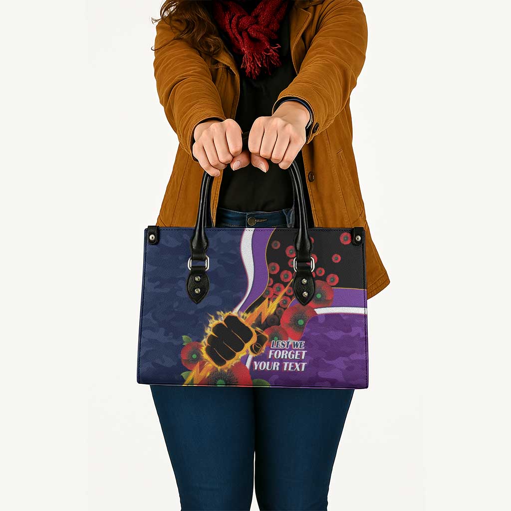 Melbourne Storm ANZAC Personalised Leather Bag Lest We Forget Poppy Camo