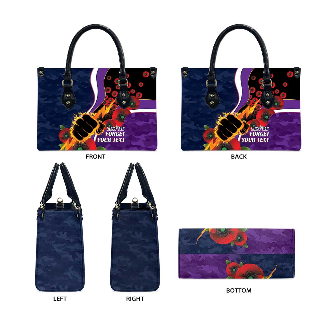 Melbourne Storm ANZAC Personalised Leather Bag Lest We Forget Poppy Camo