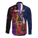 Melbourne Storm ANZAC Personalised Long Sleeve Button Shirt Lest We Forget Poppy Camo