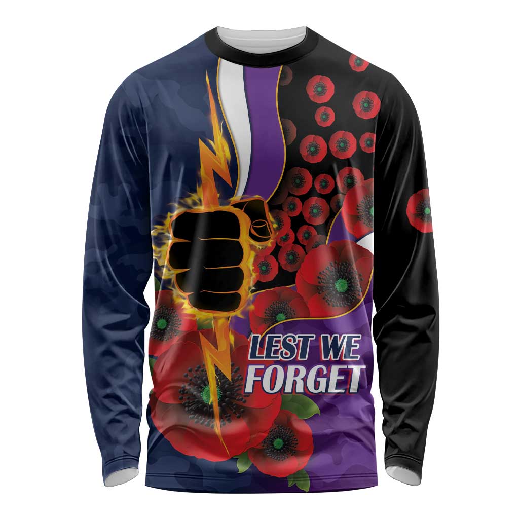 Melbourne Storm ANZAC Personalised Long Sleeve Shirt Lest We Forget Poppy Camo