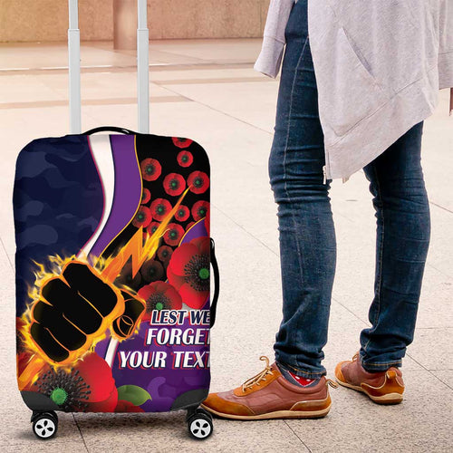 Melbourne Storm ANZAC Personalised Luggage Cover Lest We Forget Poppy Camo