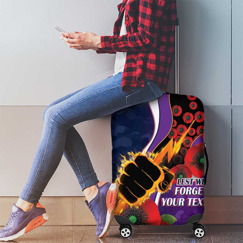 Melbourne Storm ANZAC Personalised Luggage Cover Lest We Forget Poppy Camo