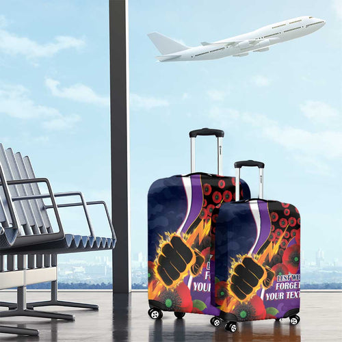 Melbourne Storm ANZAC Personalised Luggage Cover Lest We Forget Poppy Camo