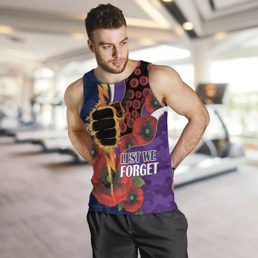 Melbourne Storm ANZAC Personalised Men Tank Top Lest We Forget Poppy Camo