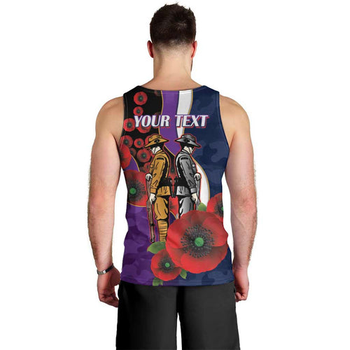 Melbourne Storm ANZAC Personalised Men Tank Top Lest We Forget Poppy Camo