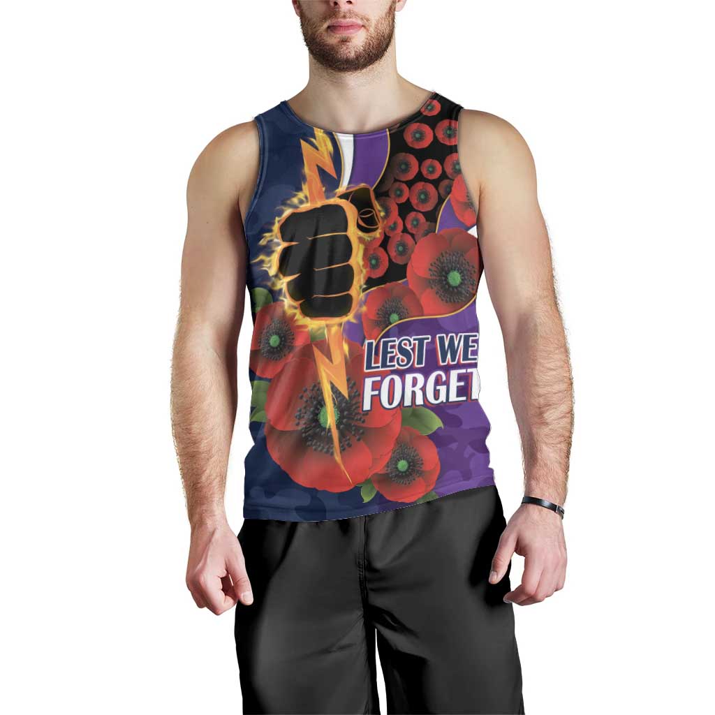 Melbourne Storm ANZAC Personalised Men Tank Top Lest We Forget Poppy Camo