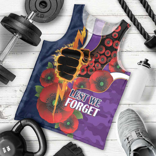 Melbourne Storm ANZAC Personalised Men Tank Top Lest We Forget Poppy Camo