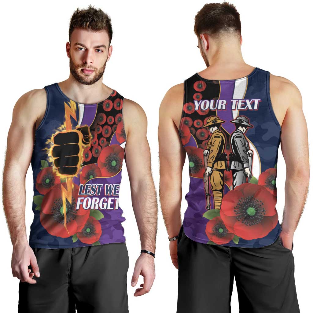 Melbourne Storm ANZAC Personalised Men Tank Top Lest We Forget Poppy Camo