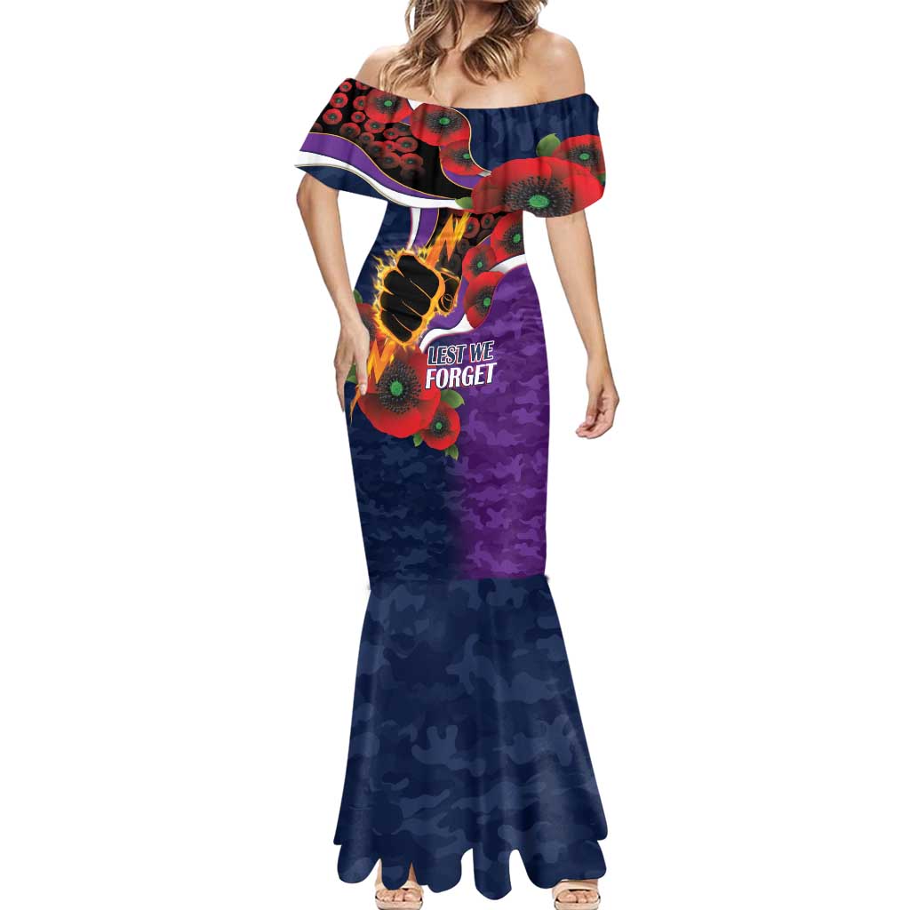 Melbourne Storm ANZAC Personalised Mermaid Dress Lest We Forget Poppy Camo