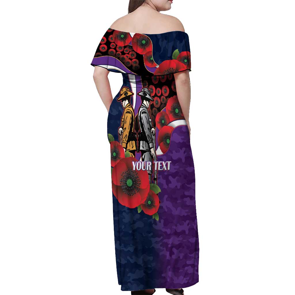 Melbourne Storm ANZAC Personalised Off Shoulder Maxi Dress Lest We Forget Poppy Camo