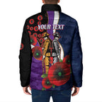 Melbourne Storm ANZAC Personalised Padded Jacket Lest We Forget Poppy Camo