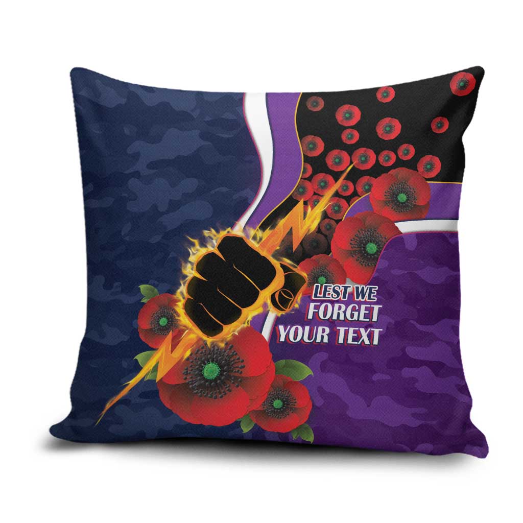 Melbourne Storm ANZAC Personalised Pillow Cover Lest We Forget Poppy Camo