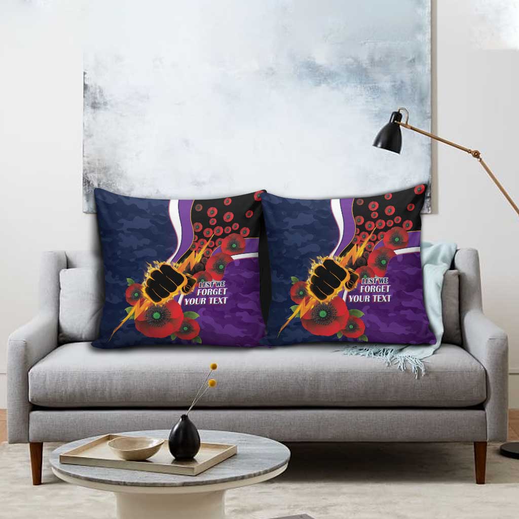 Melbourne Storm ANZAC Personalised Pillow Cover Lest We Forget Poppy Camo