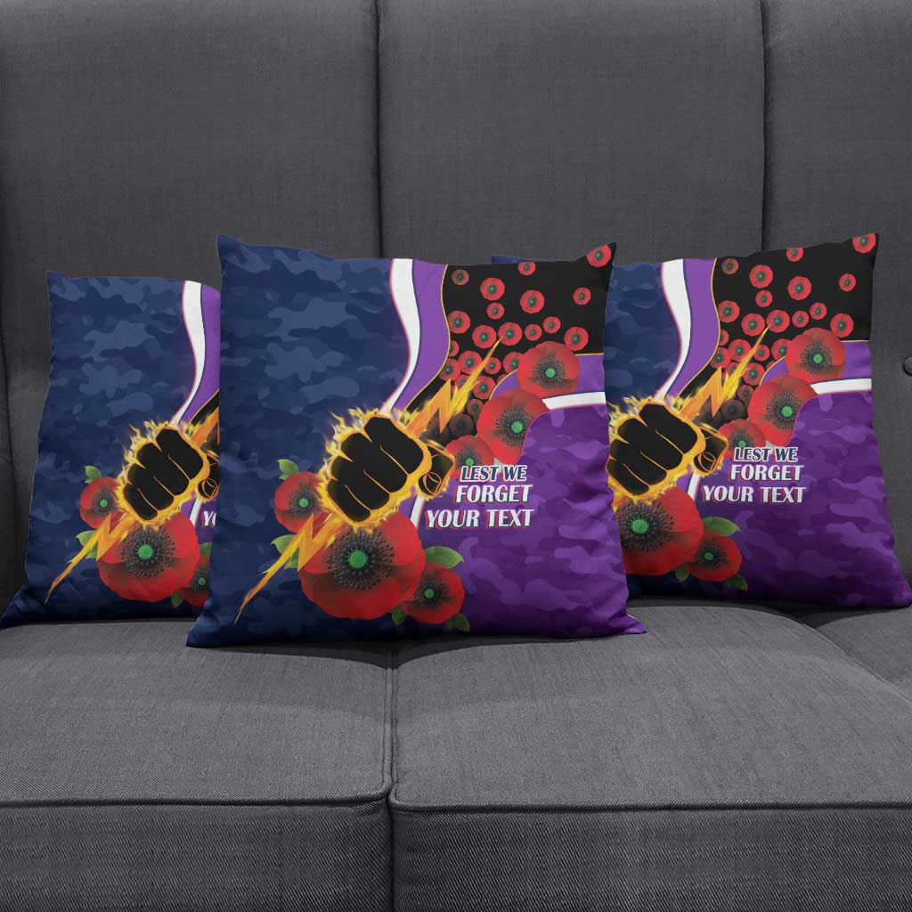 Melbourne Storm ANZAC Personalised Pillow Cover Lest We Forget Poppy Camo