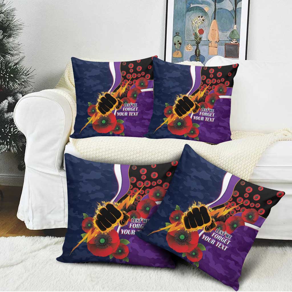 Melbourne Storm ANZAC Personalised Pillow Cover Lest We Forget Poppy Camo