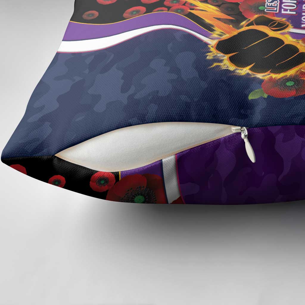Melbourne Storm ANZAC Personalised Pillow Cover Lest We Forget Poppy Camo