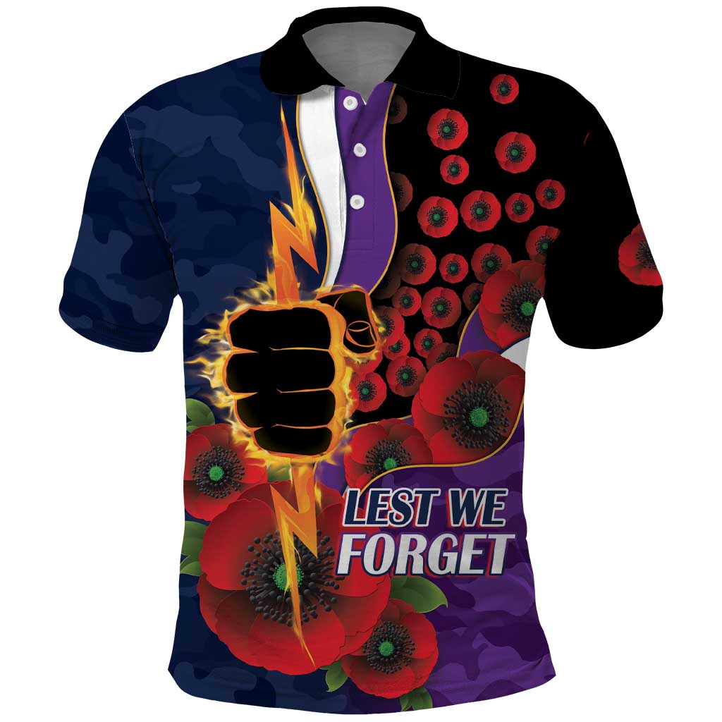 Melbourne Storm ANZAC Personalised Polo Shirt Lest We Forget Poppy Camo