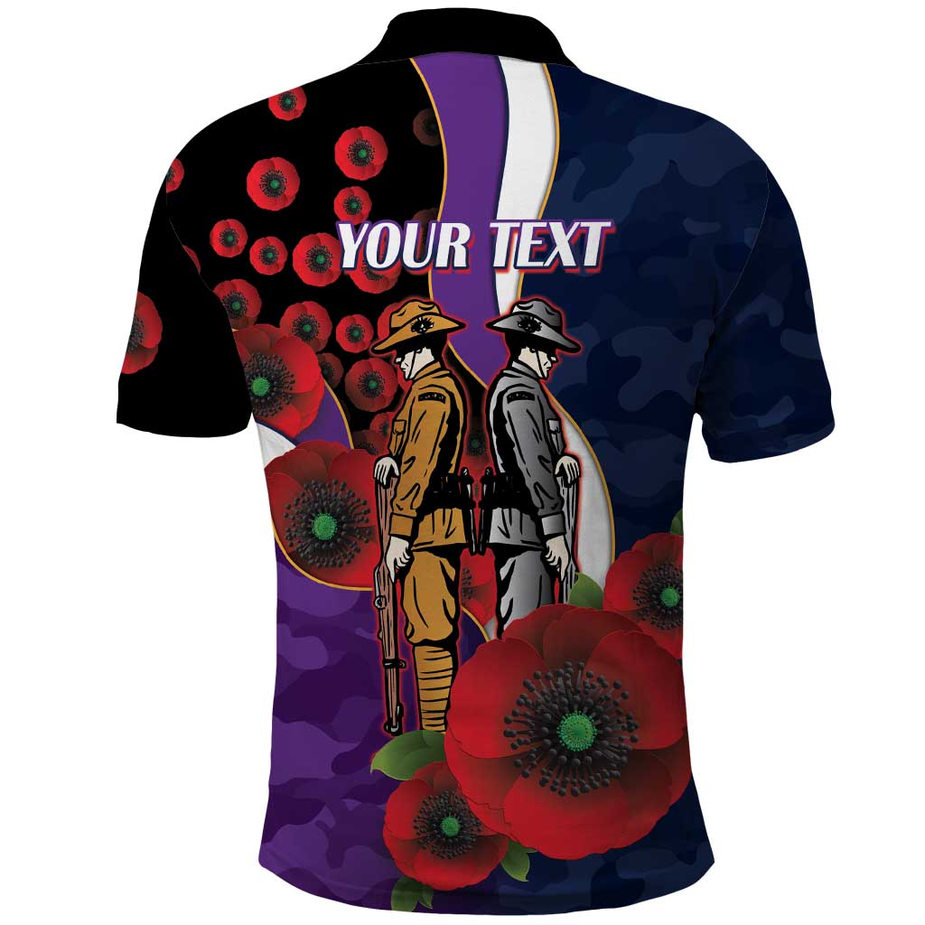 Melbourne Storm ANZAC Personalised Polo Shirt Lest We Forget Poppy Camo