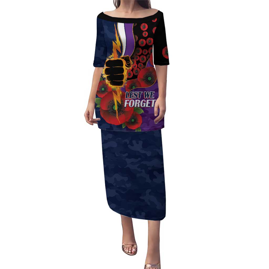 Melbourne Storm ANZAC Personalised Puletasi Lest We Forget Poppy Camo