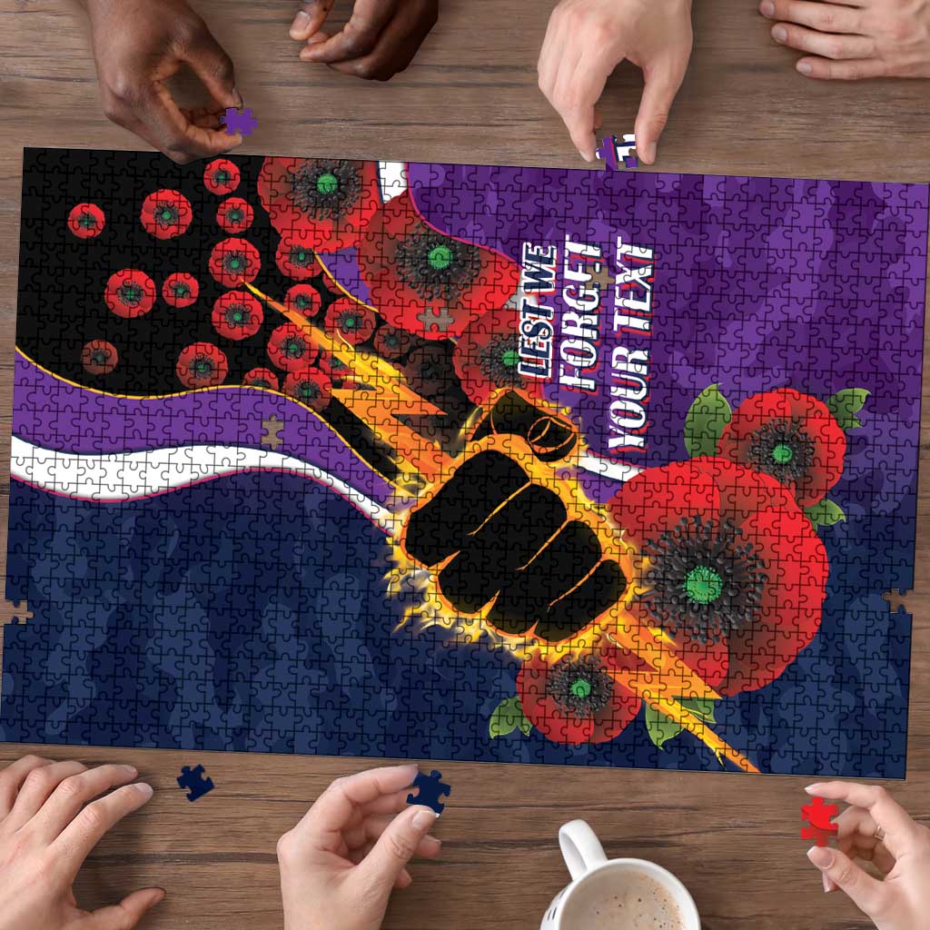 Melbourne Storm ANZAC Personalised Puzzle Lest We Forget Poppy Camo