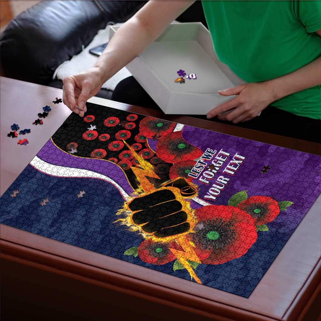 Melbourne Storm ANZAC Personalised Puzzle Lest We Forget Poppy Camo