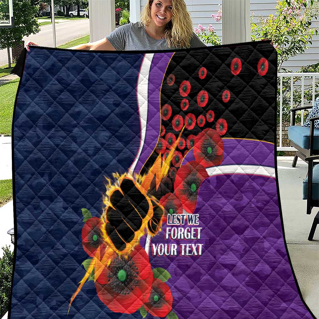 Melbourne Storm ANZAC Personalised Quilt Lest We Forget Poppy Camo